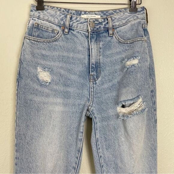 Pacsun distressed mom jeans high rise eco light blue 26 - Picture 4 of 11